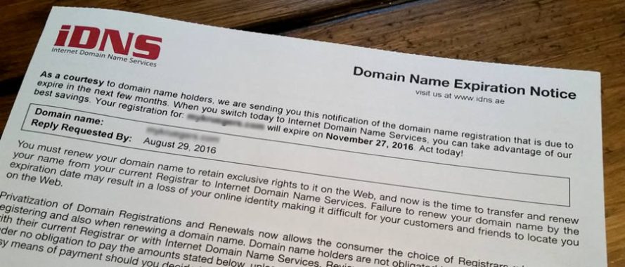 iDNS Internet Domain Name Services Scam