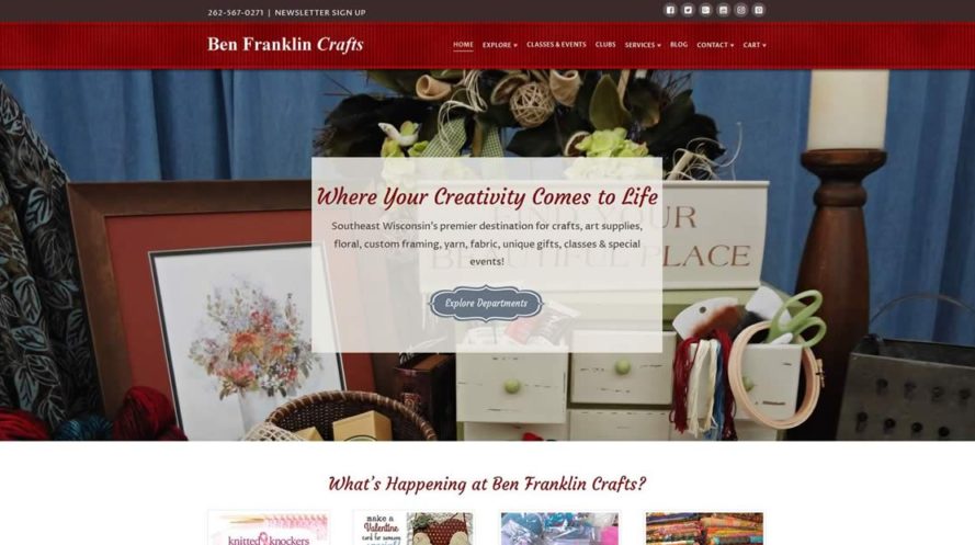 Ben Franklin Crafts website by New Sky Websites