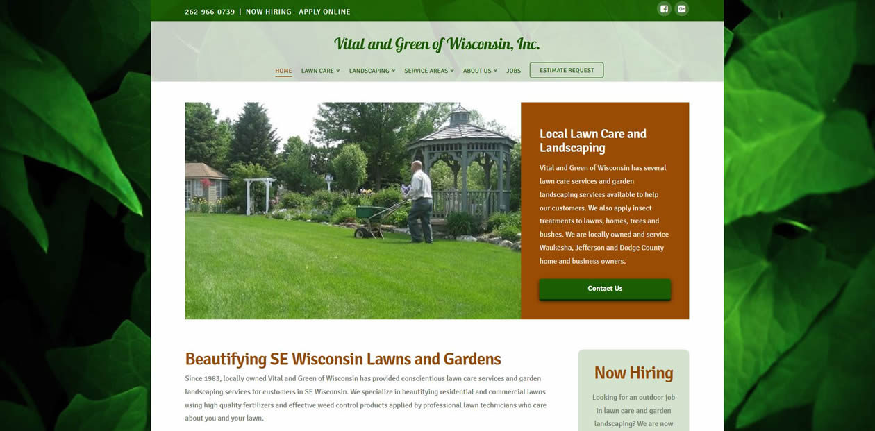 Vital and Green of Wisconsin website by New Sky Websites