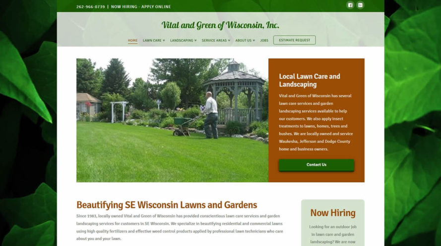 Vital and Green of Wisconsin website by New Sky Websites