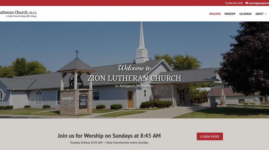 Zion Lutheran Church Ashippun website by New Sky Websites