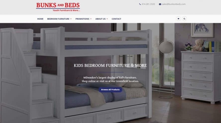 Bunks and Beds website by New Sky Websites