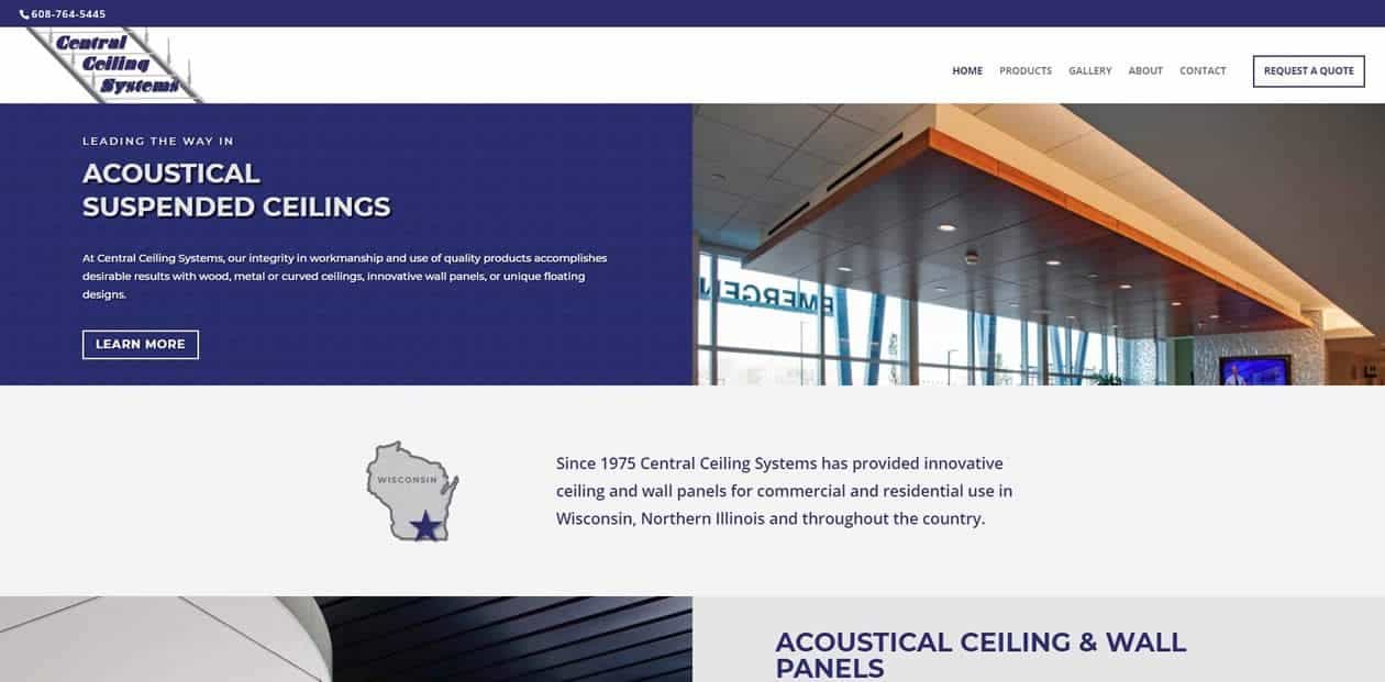 Central Ceiling Systems web design by New Sky Websites