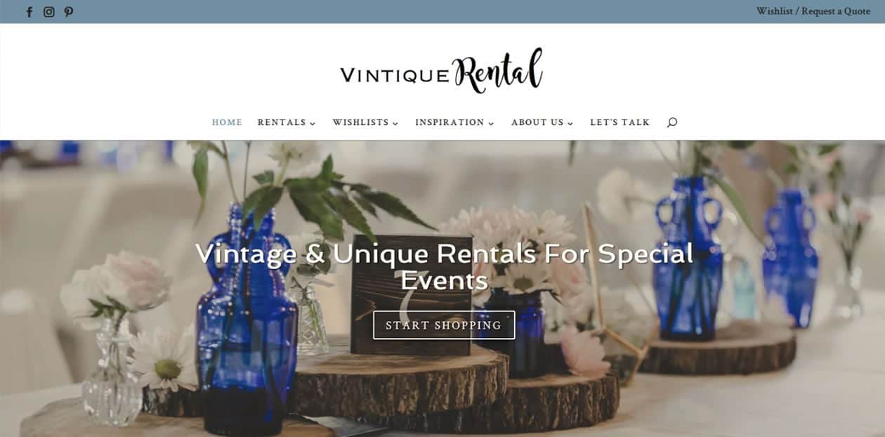 Vintique Rental web design by New Sky Websites