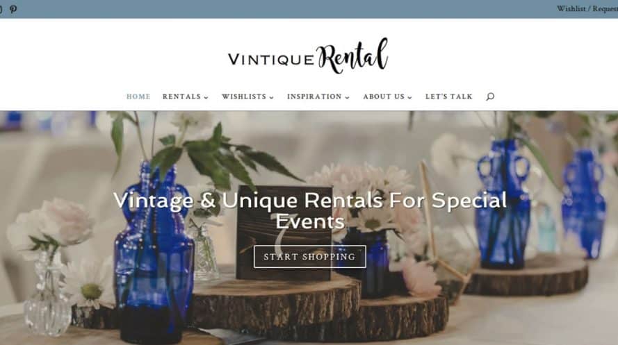 Vintique Rental web design by New Sky Websites