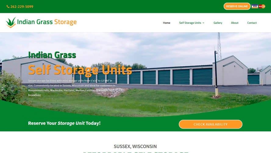 Indian Grass Storage web design by New Sky Websites