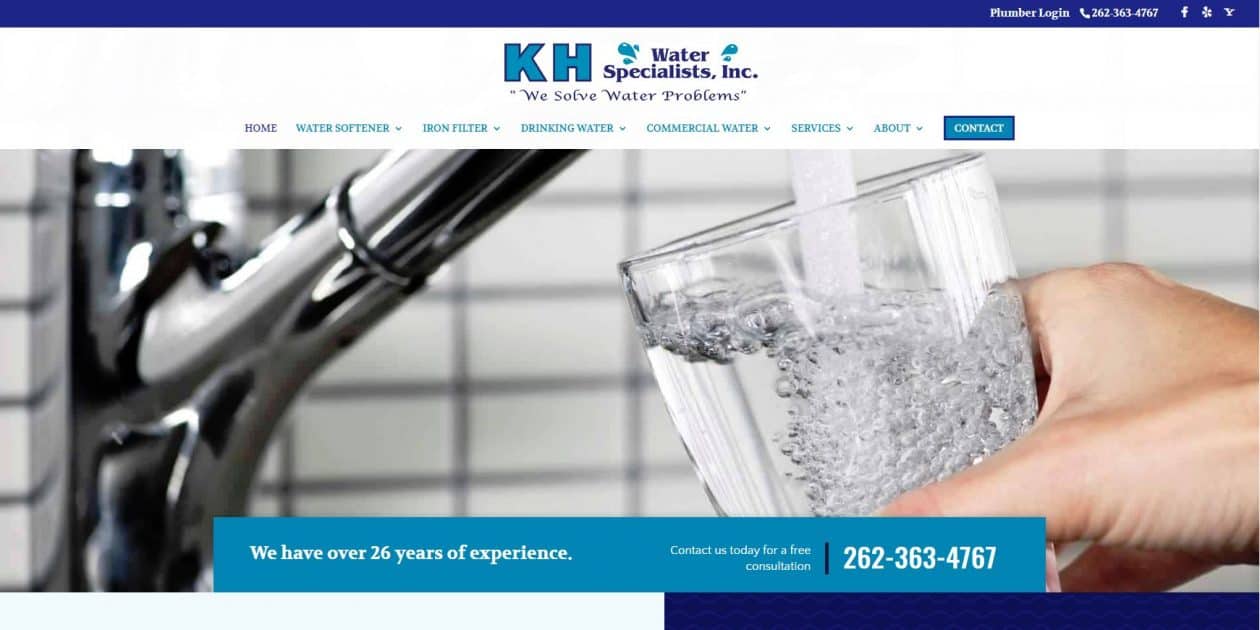 KH Water Specialists web design by New Sky Websites