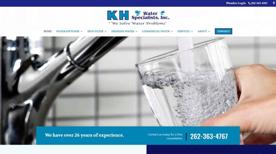 KH Water Specialists web design by New Sky Websites