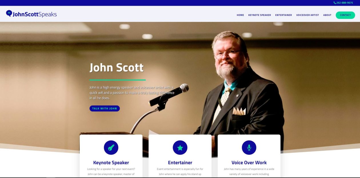 John Scott Speaks web design by New Sky Websites