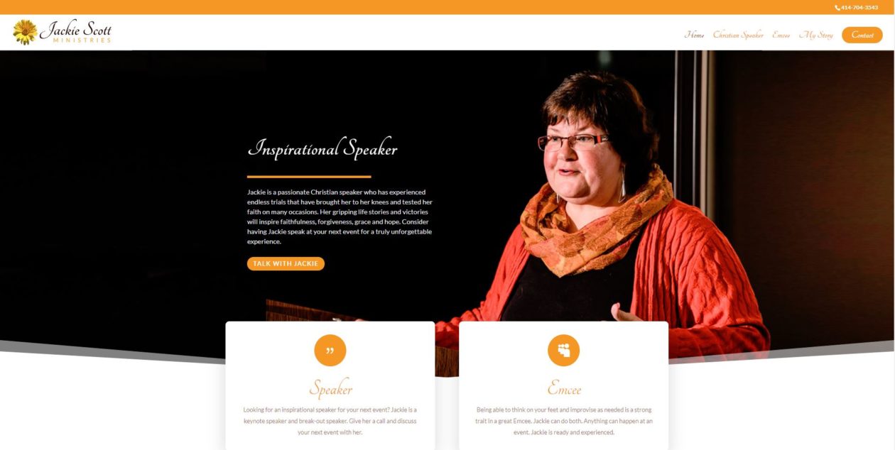 Jackie Scott Ministries web design by New Sky Websites