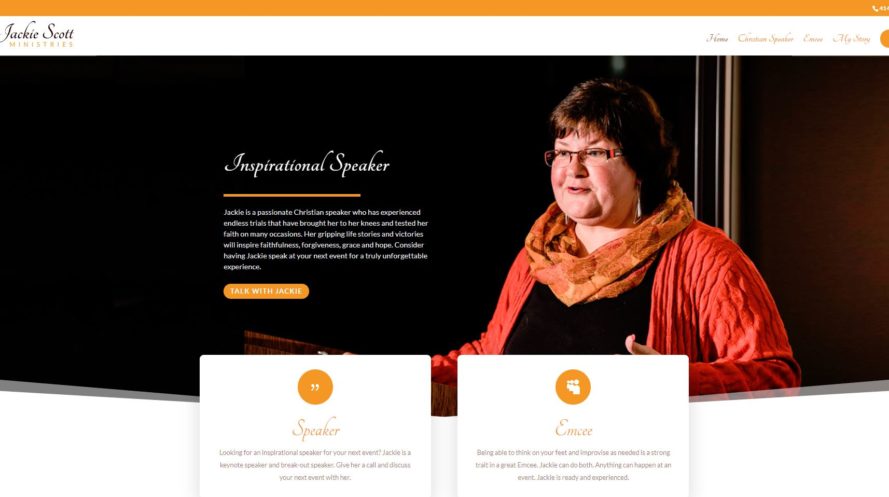 Jackie Scott Ministries web design by New Sky Websites